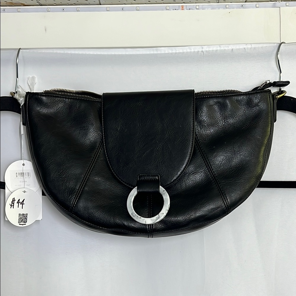 Elegant Black Leather Women's Bag baguette clutch bag